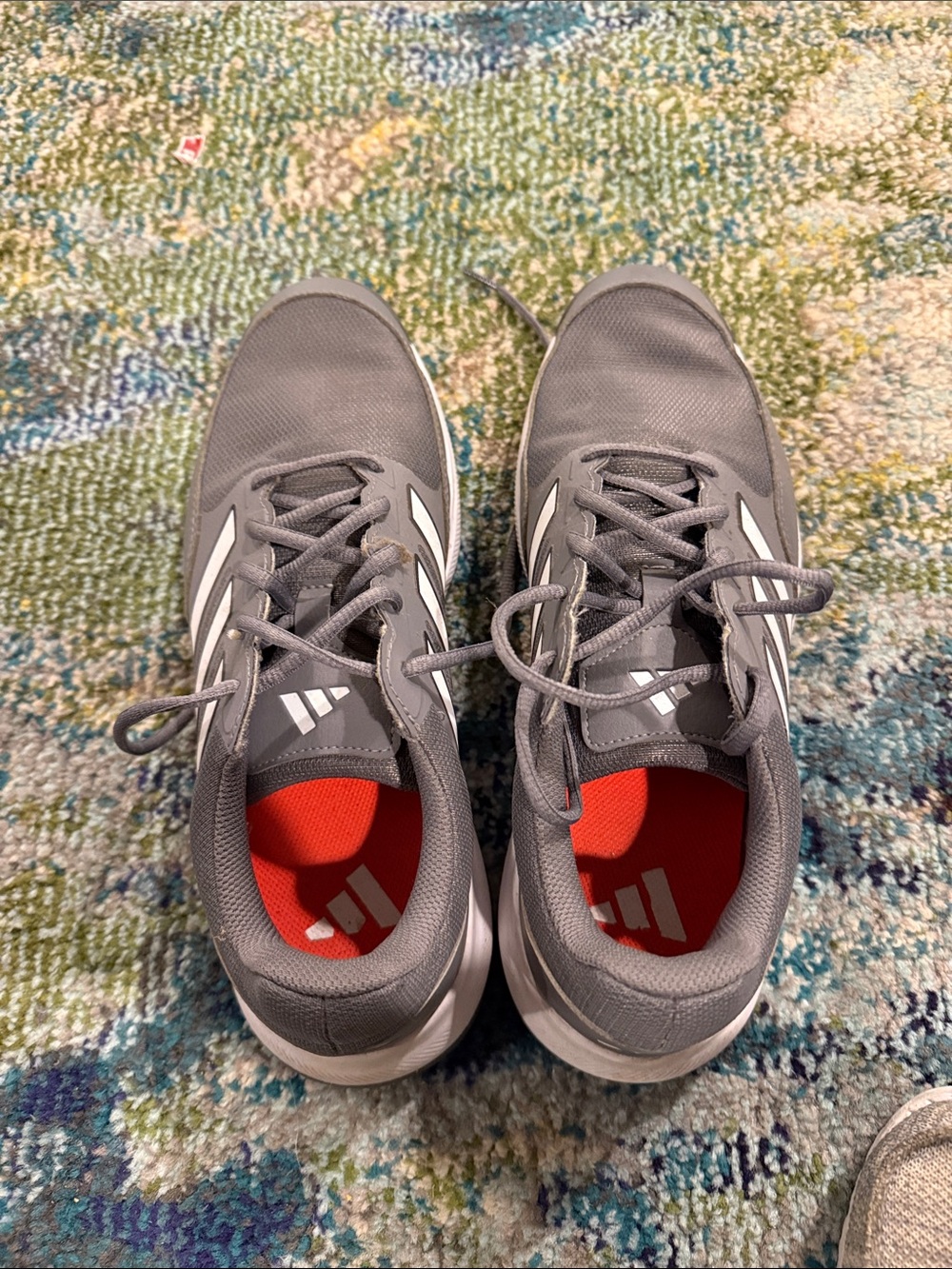 adidas Men's Gray Athletic Sneakers with Red Insoles